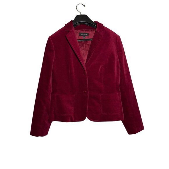 Talbots Burgundy Velvet Blazer Jacket Womens Size 16 Button Closure - Picture 2 of 7